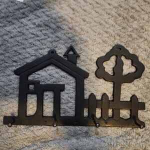 Vintage Black Metal Wall Hook Or Key Holder Decor